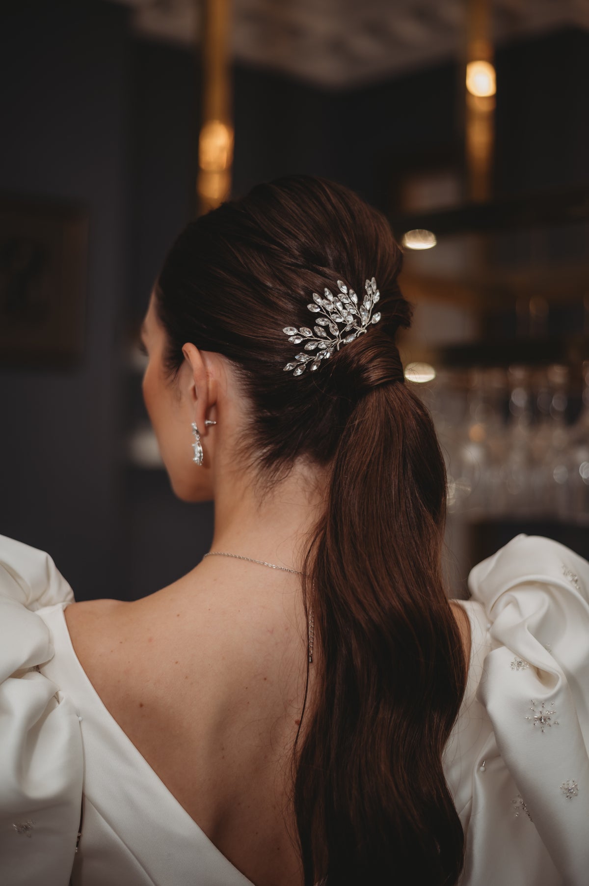 Elinor Crystal Spray Wedding Hair Pins / Silver