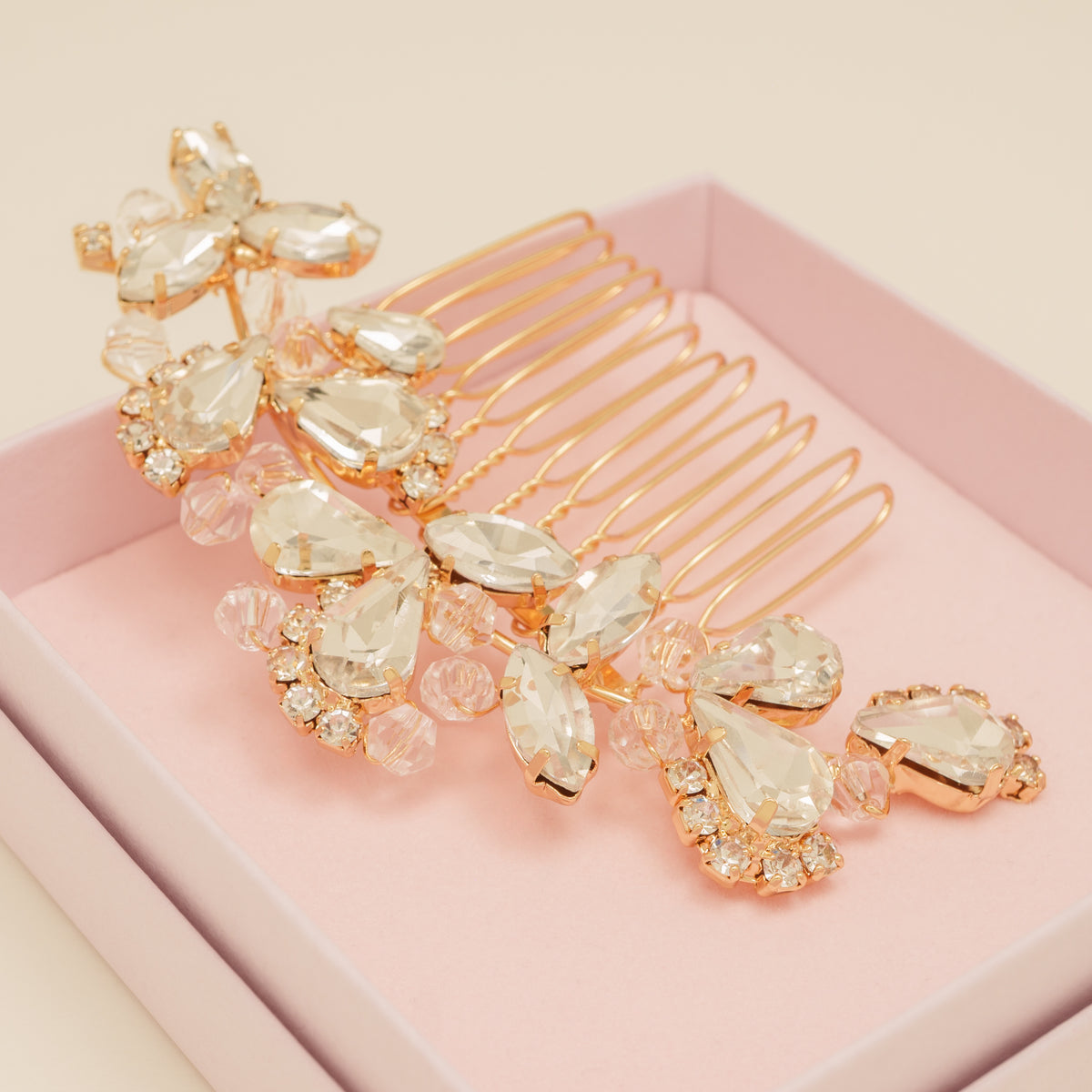 Lucinda Crystal Wedding Hair Comb / Gold
