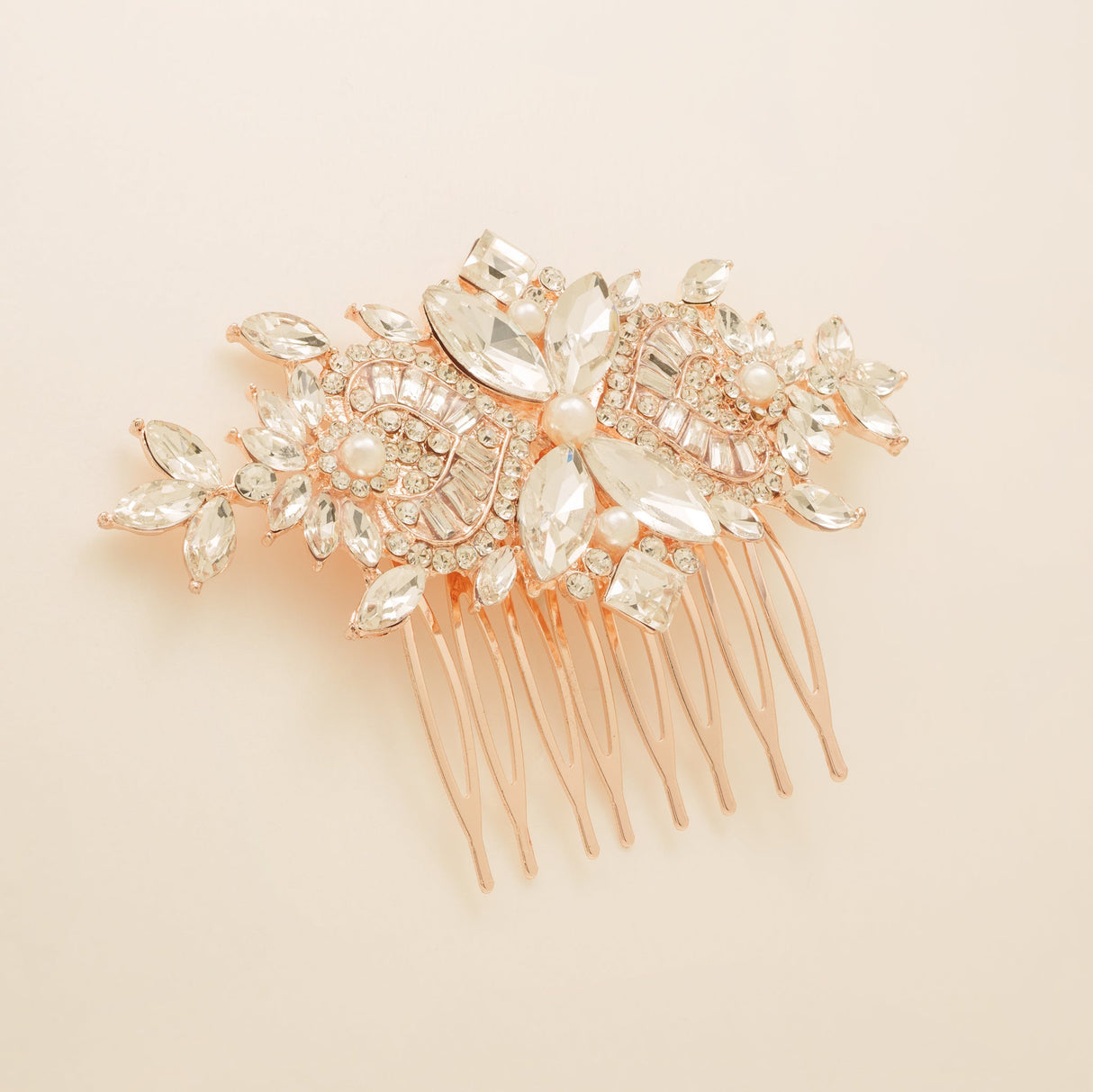 Gatsby Vintage Inspired Wedding Hair Comb in Rose Gold photo 4