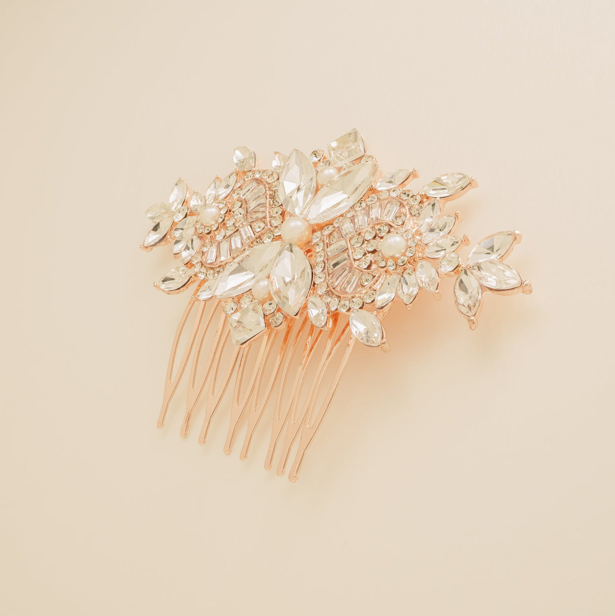 Gatsby Vintage Inspired Wedding Hair Comb in Rose Gold photo 6
