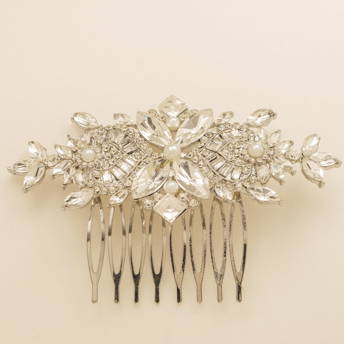 Gatsby Vintage Inspired Wedding Hair Comb in Silver photo 3