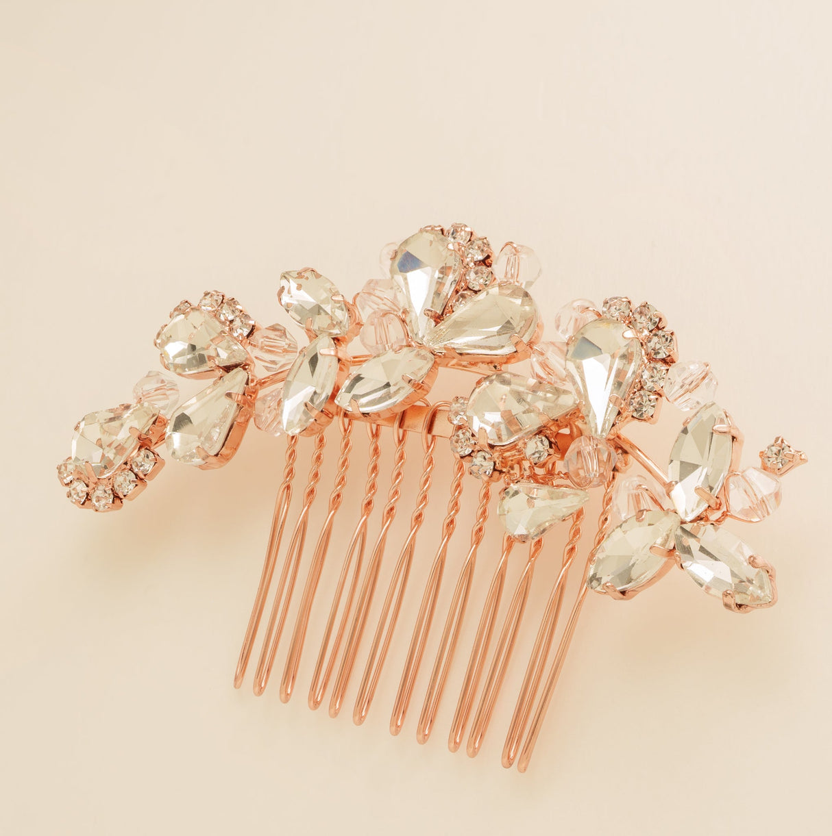 Lucinda Crystal Wedding Hair Comb / Rose Gold