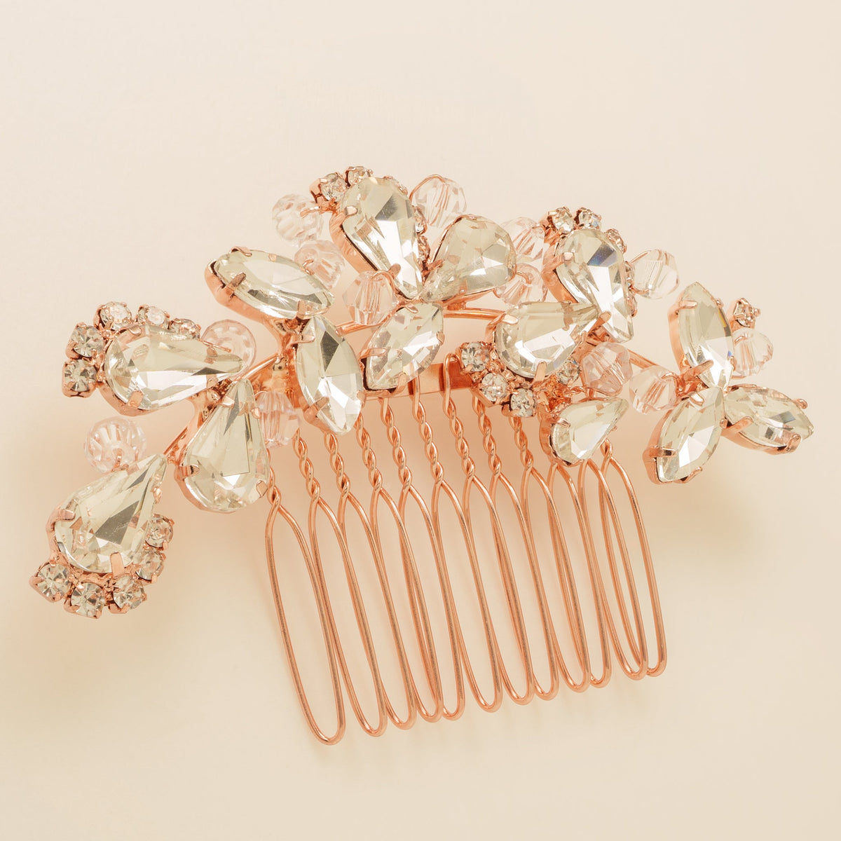 Lucinda Crystal Wedding Hair Comb / Rose Gold