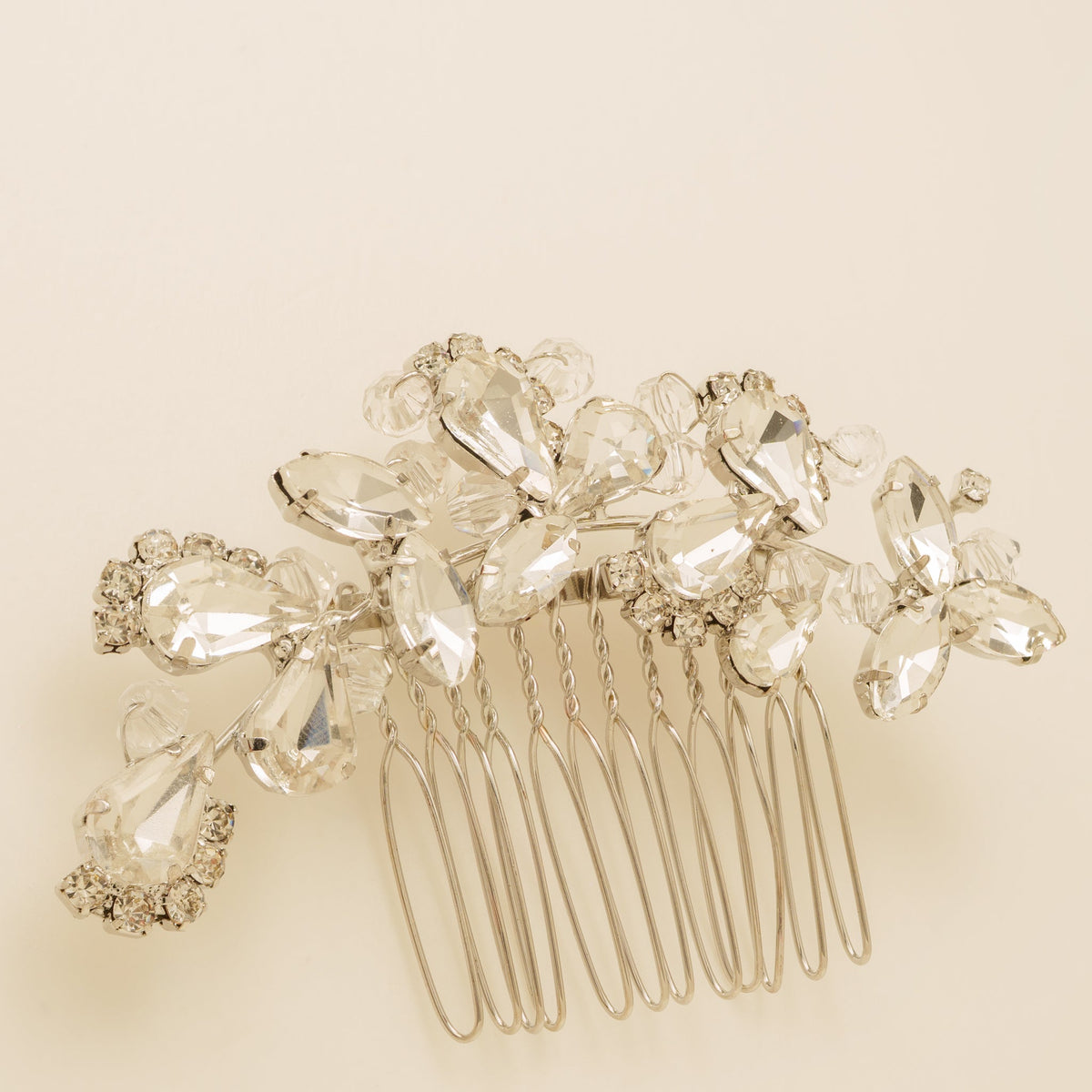 Lucinda Crystal Wedding Hair Comb / Silver
