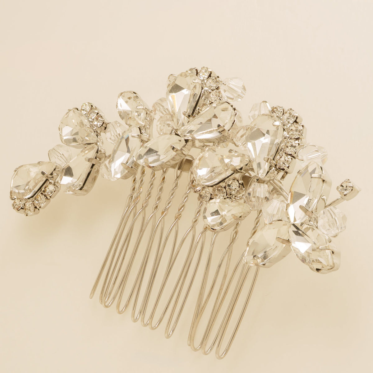 Lucinda Crystal Wedding Hair Comb / Silver