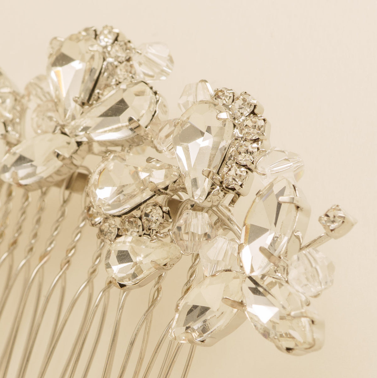 Lucinda Crystal Wedding Hair Comb / Silver