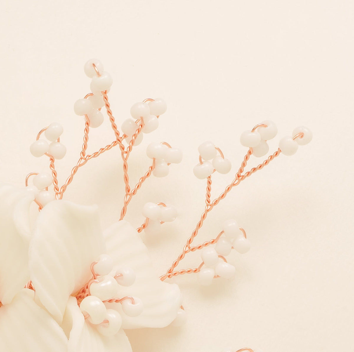 Daisy Floral Ceramic Wedding Hair Comb / Rose Gold