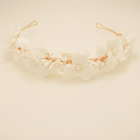 Poppy Romantic Ceramic Bridal Headband Crown / Gold