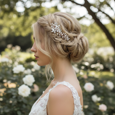 Sara Pearl and Crystal Wedding Hair Comb / Rose Gold