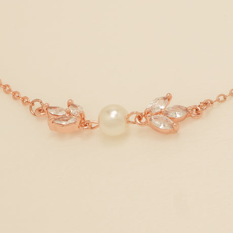 Amelia Crystal and Pearl Bracelet / Rose Gold