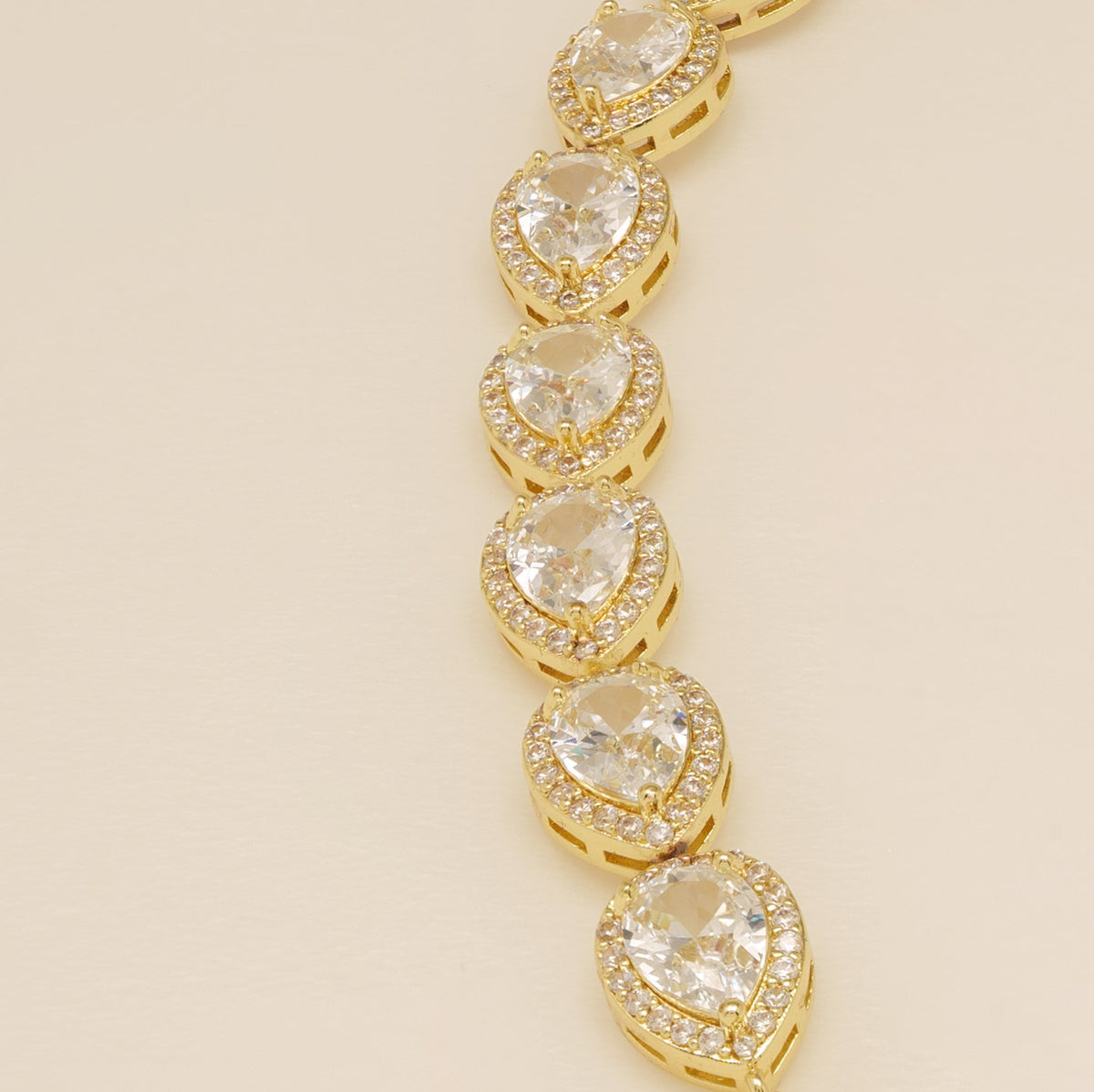 Annabella Teardrop Crystal Wedding Bracelet / Gold