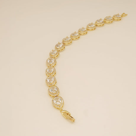 Annabella Teardrop Crystal Wedding Bracelet / Gold