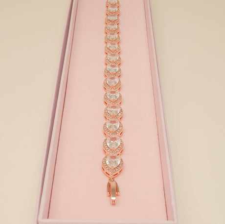 Annabella Teardrop Crystal Wedding Bracelet / Rose Gold