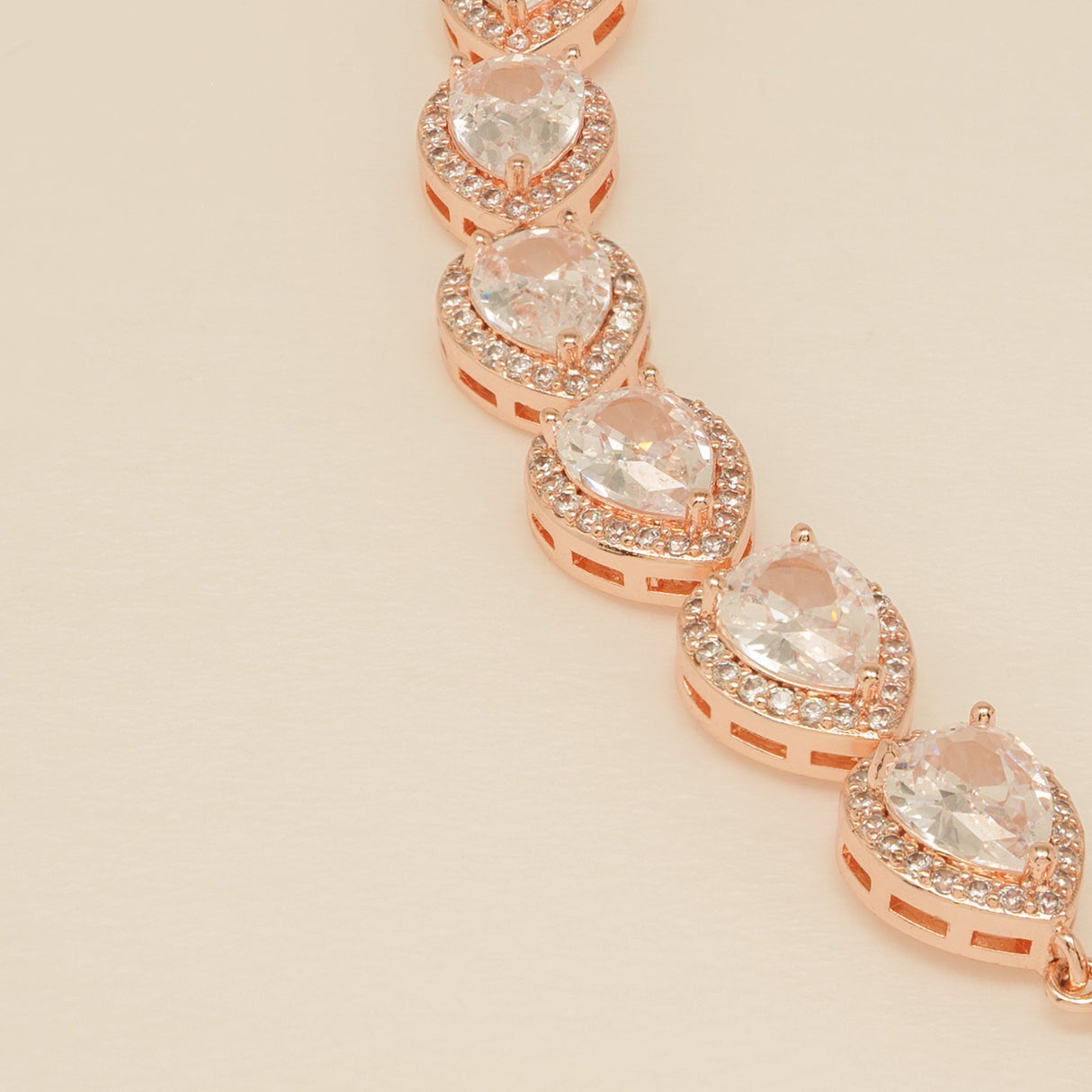 Annabella Teardrop Crystal Wedding Bracelet / Rose Gold