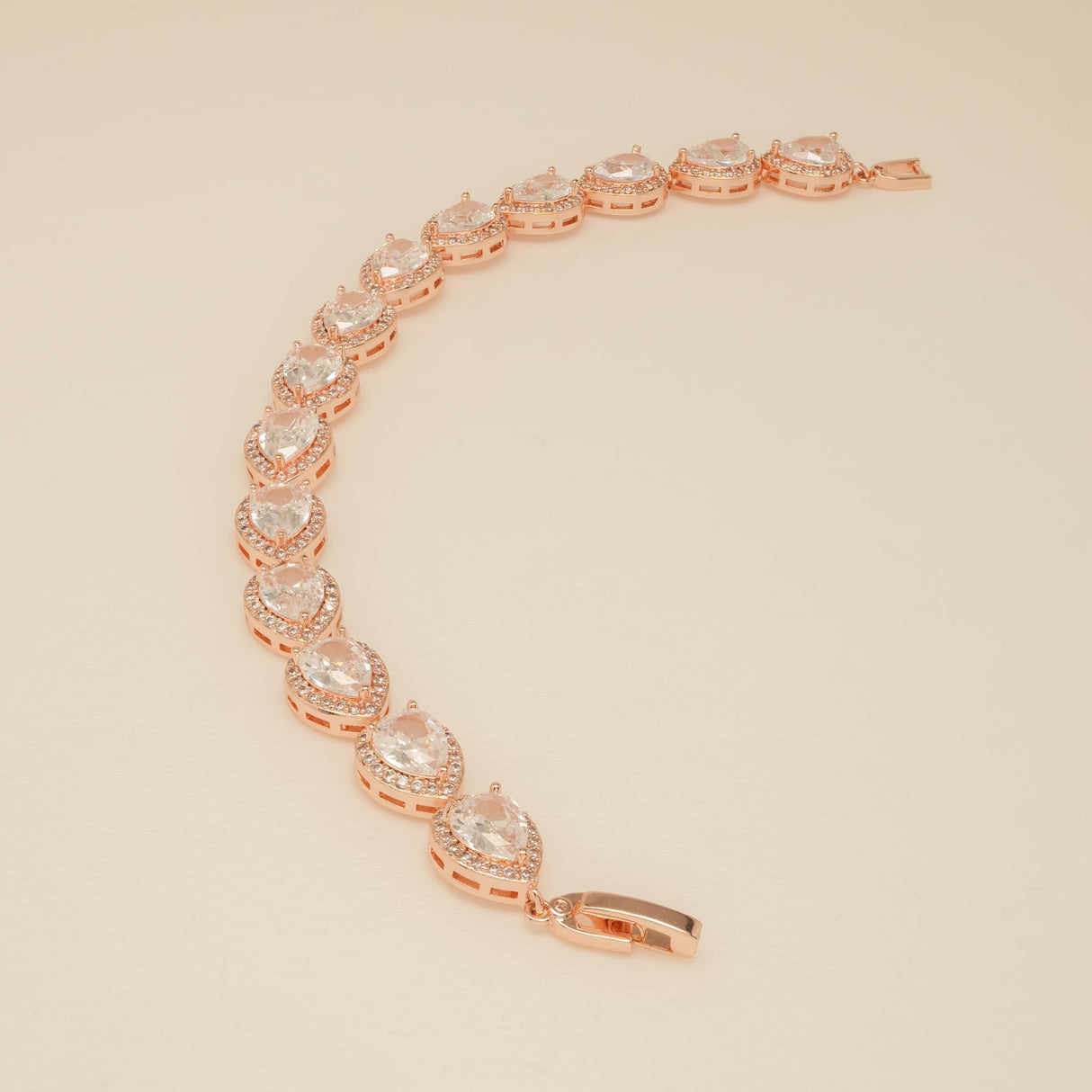 Annabella Teardrop Crystal Wedding Bracelet / Rose Gold
