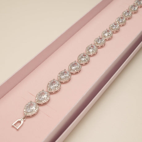 Annabella Teardrop Crystal Wedding Bracelet / Silver