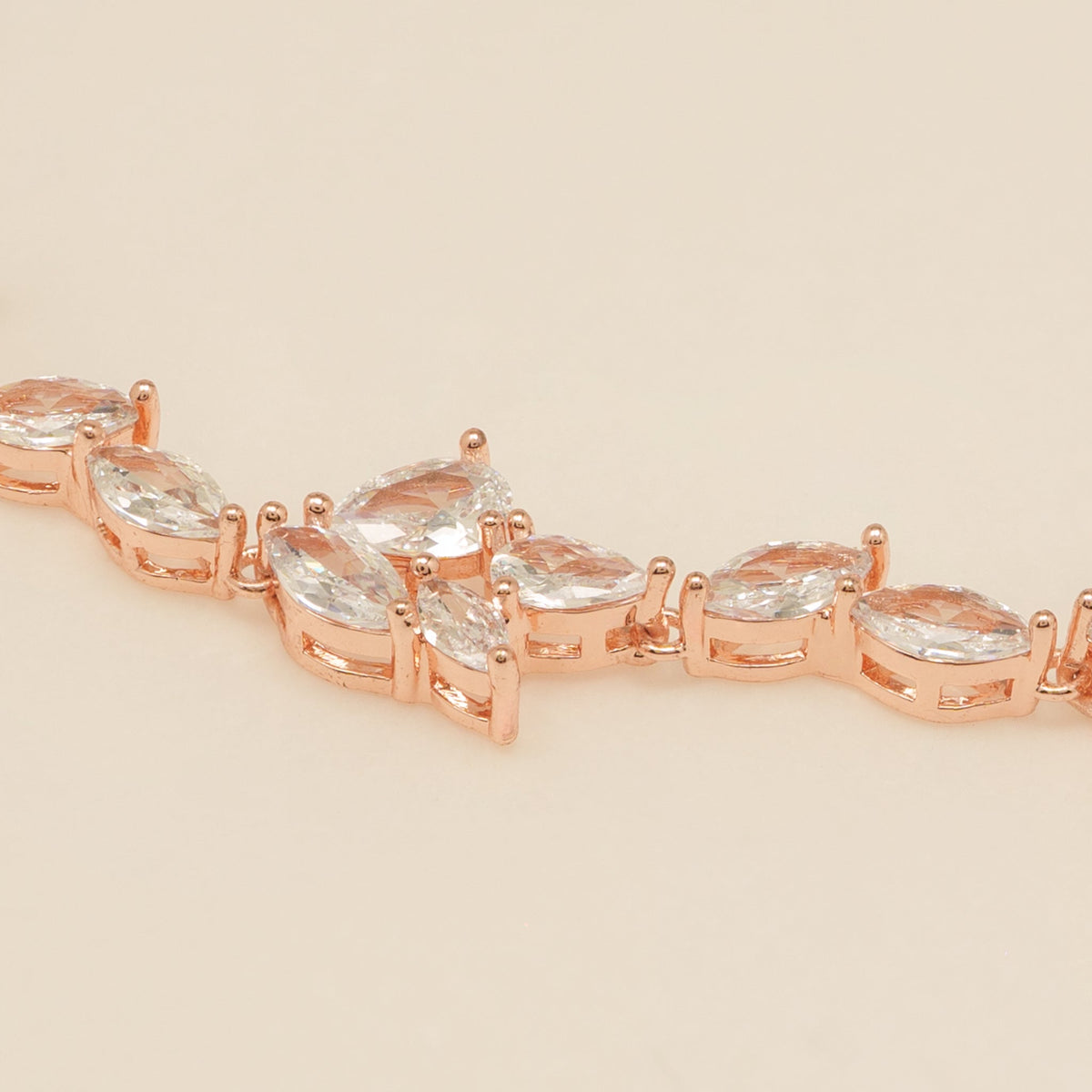 Ivy Crystal Leaf Wedding Bracelet / Rose Gold