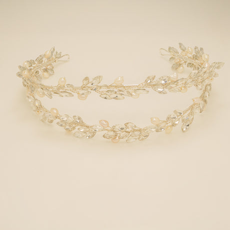 Ava Pearl and Crystal Bridal Headband / Silver