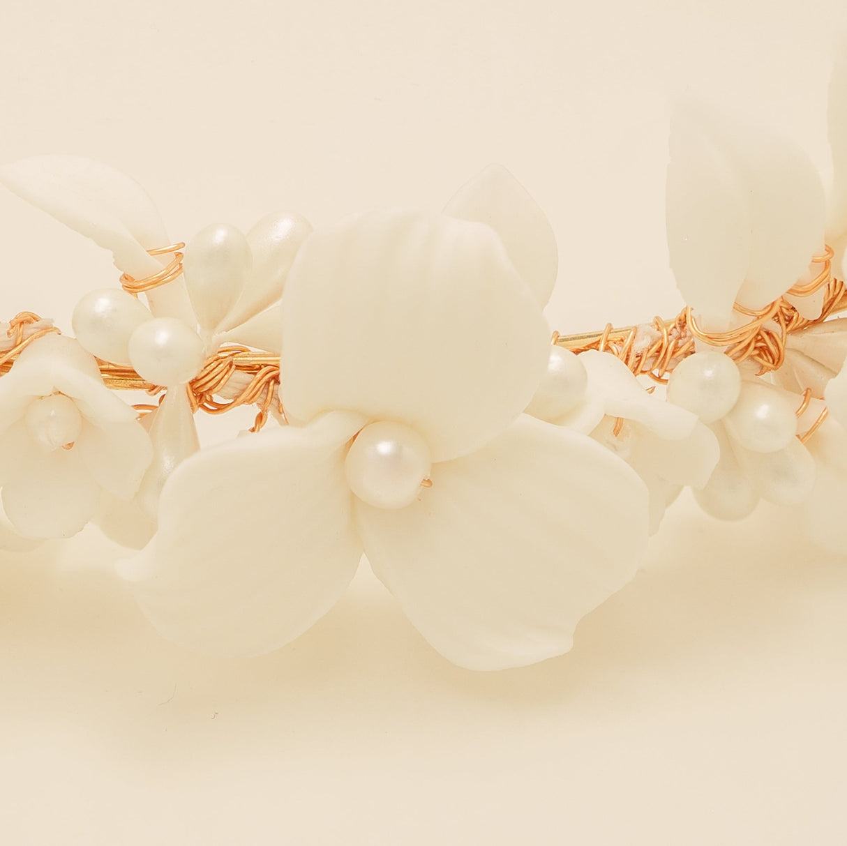 Poppy Romantic Ceramic Bridal Headband Crown in Gold photo 2