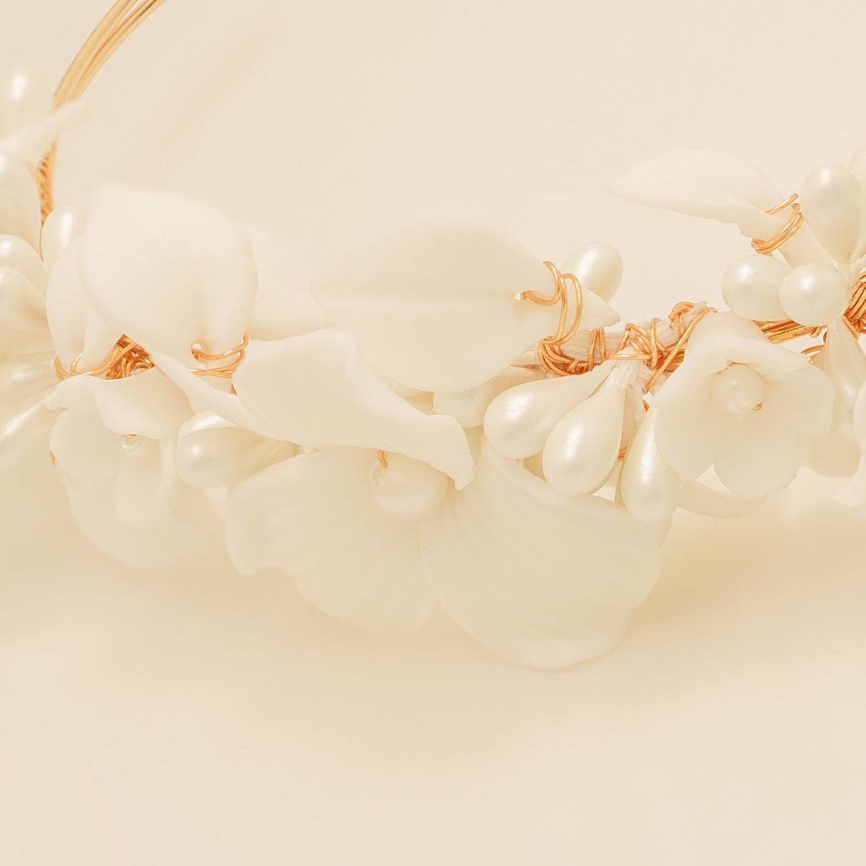 Poppy Romantic Ceramic Bridal Headband Crown in Gold photo 3