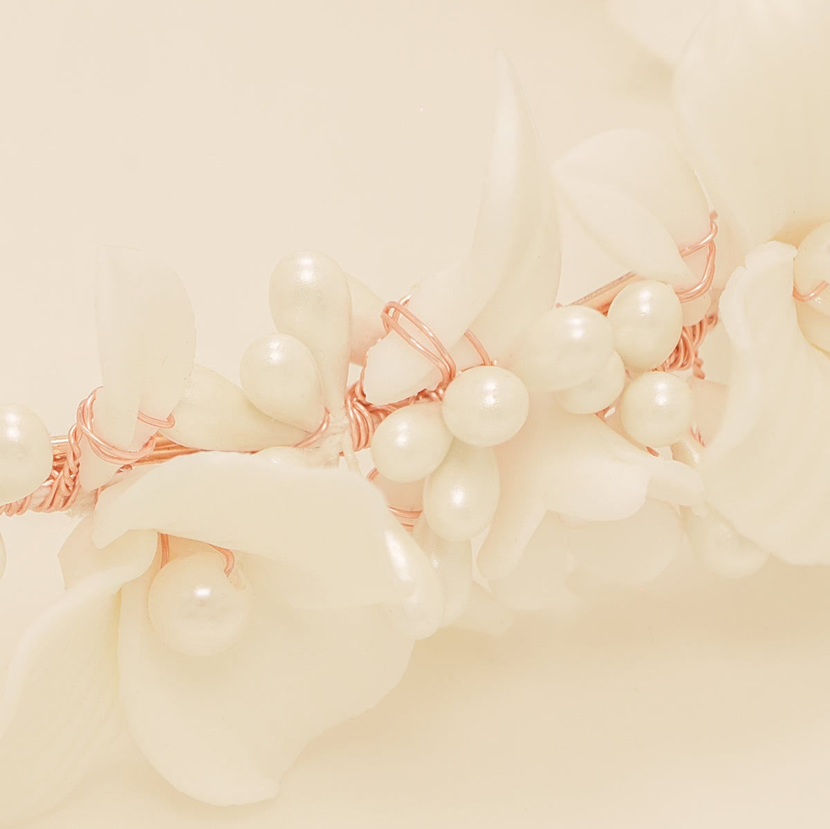 Poppy Romantic Ceramic Bridal Headband Crown / Rose Gold