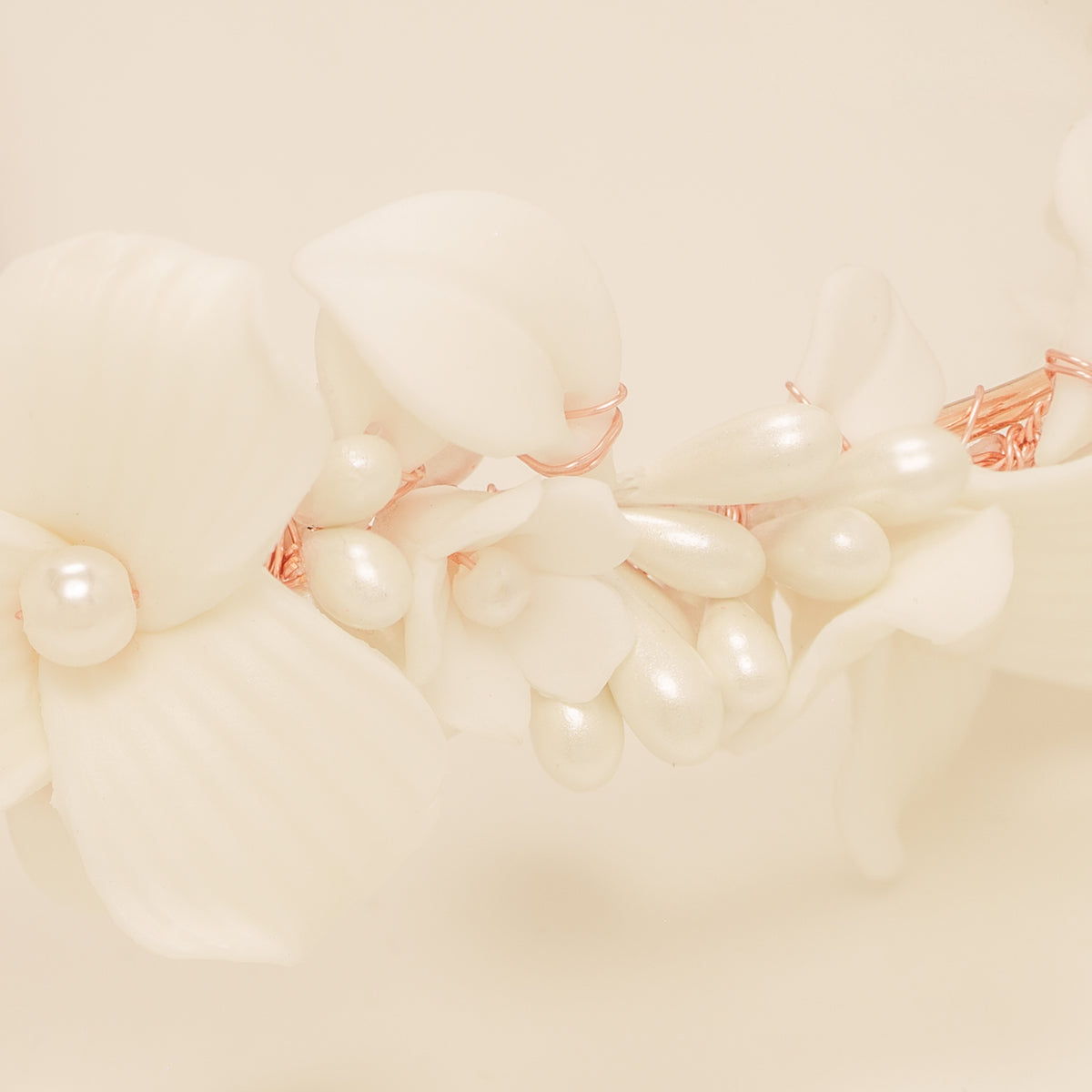 Poppy Romantic Ceramic Bridal Headband Crown / Rose Gold