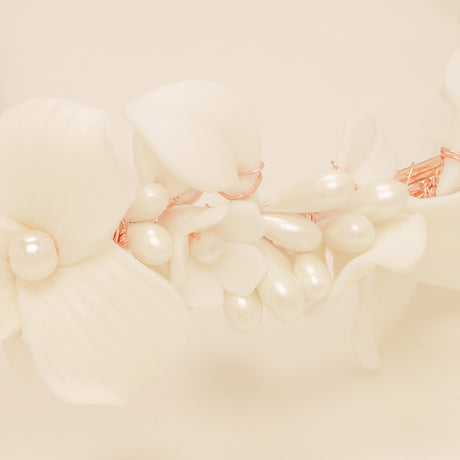 Poppy Romantic Ceramic Bridal Headband Crown / Rose Gold