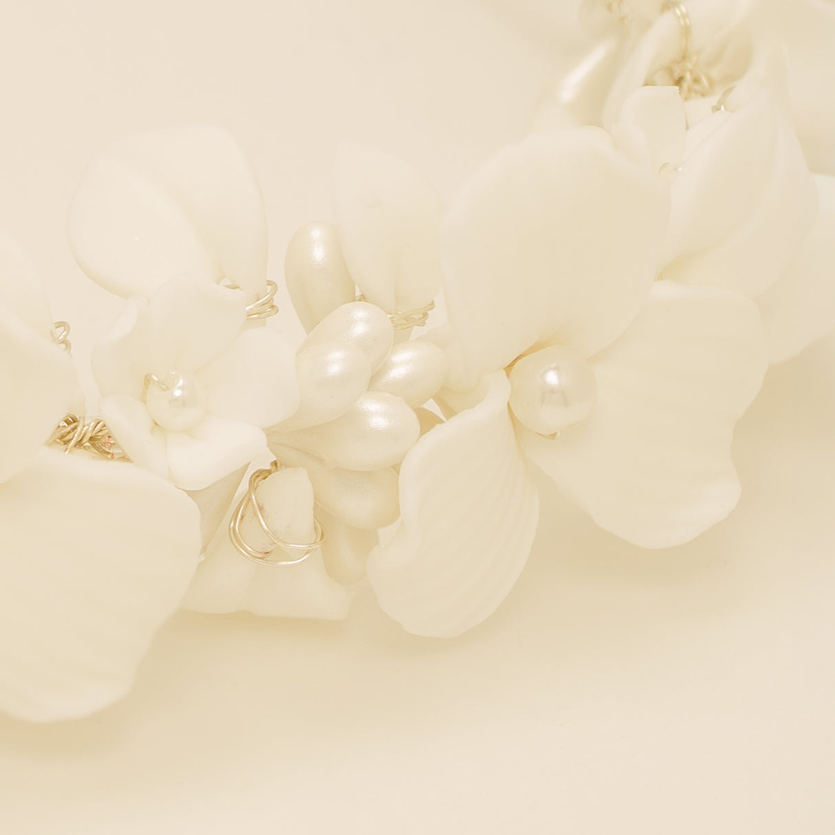 Poppy Romantic Ceramic Bridal Headband Crown / Silver