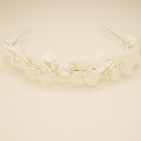 Poppy Romantic Ceramic Bridal Headband Crown / Silver