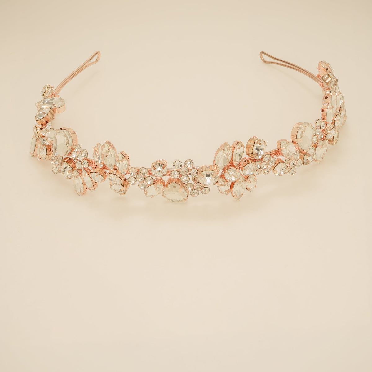 Fashionista Belle Crystal Bridal Headband / Rose Gold