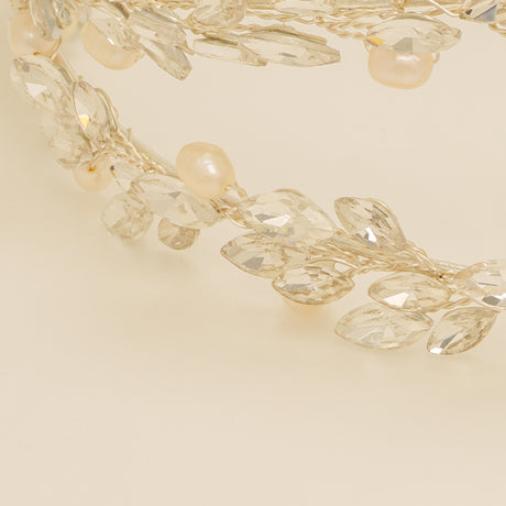 Ava Pearl and Crystal Bridal Headband in Silver photo 9