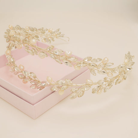Ava Pearl and Crystal Bridal Headband in Silver photo 2