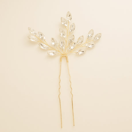 Elinor Crystal Spray Wedding Hair Pins / Gold