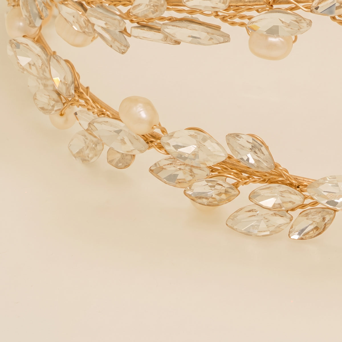 Ava Pearl and Crystal Bridal Headband / Gold