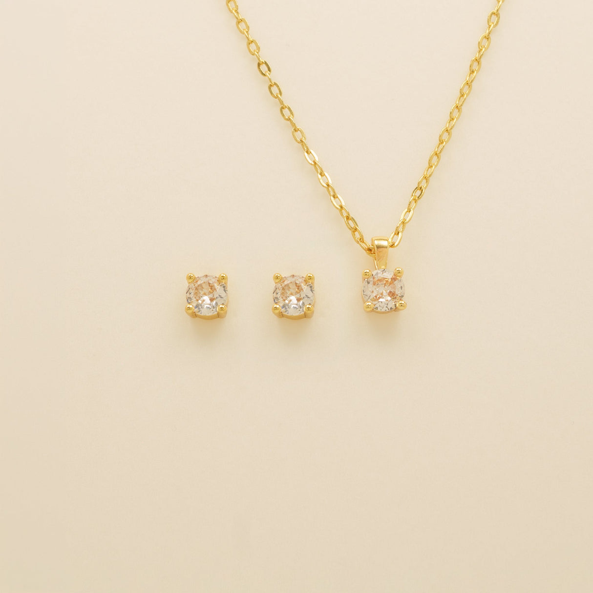 Annie Simple and Elegant Crystal Jewellery Set / Gold
