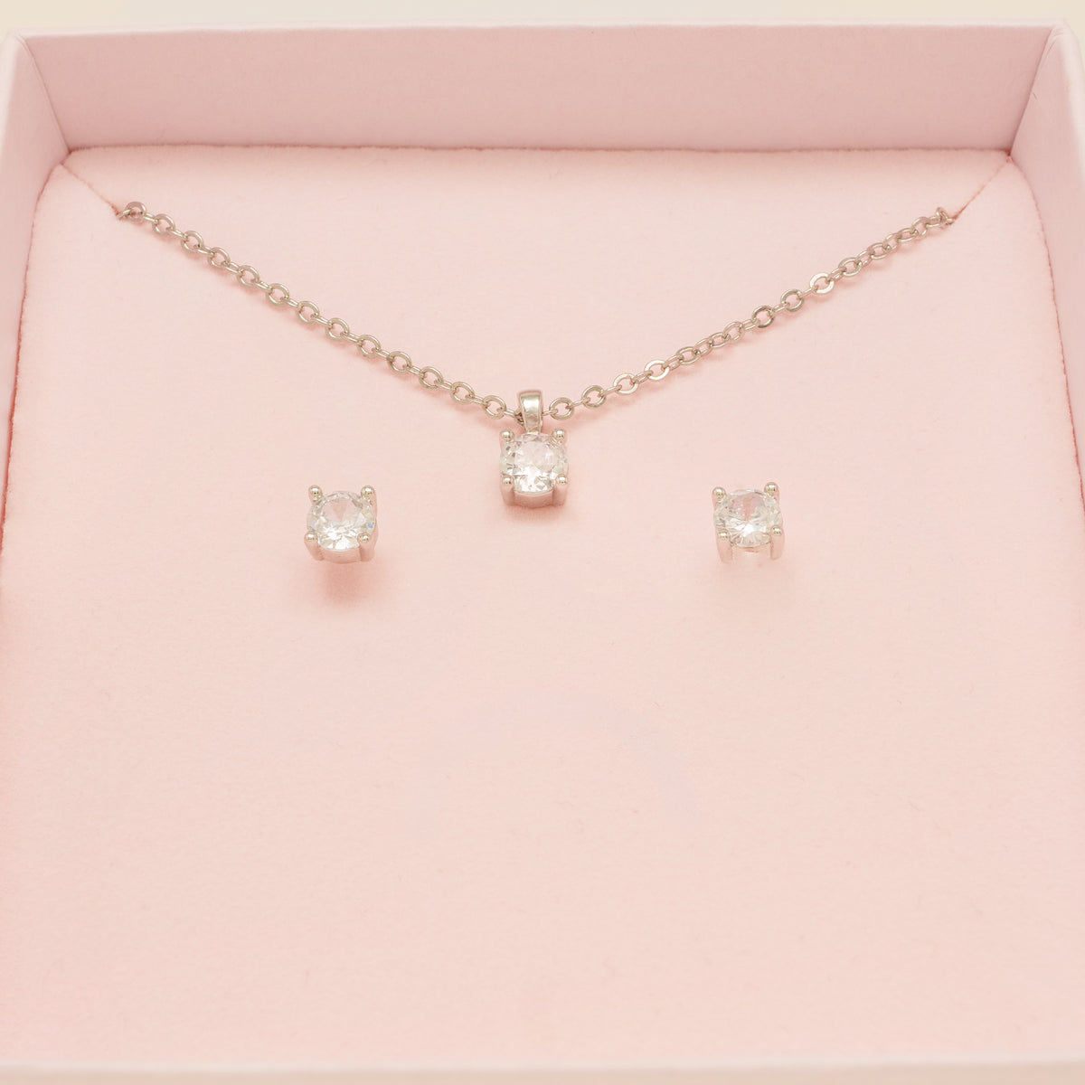 Annie Simple and Elegant Crystal Jewellery Set / Silver