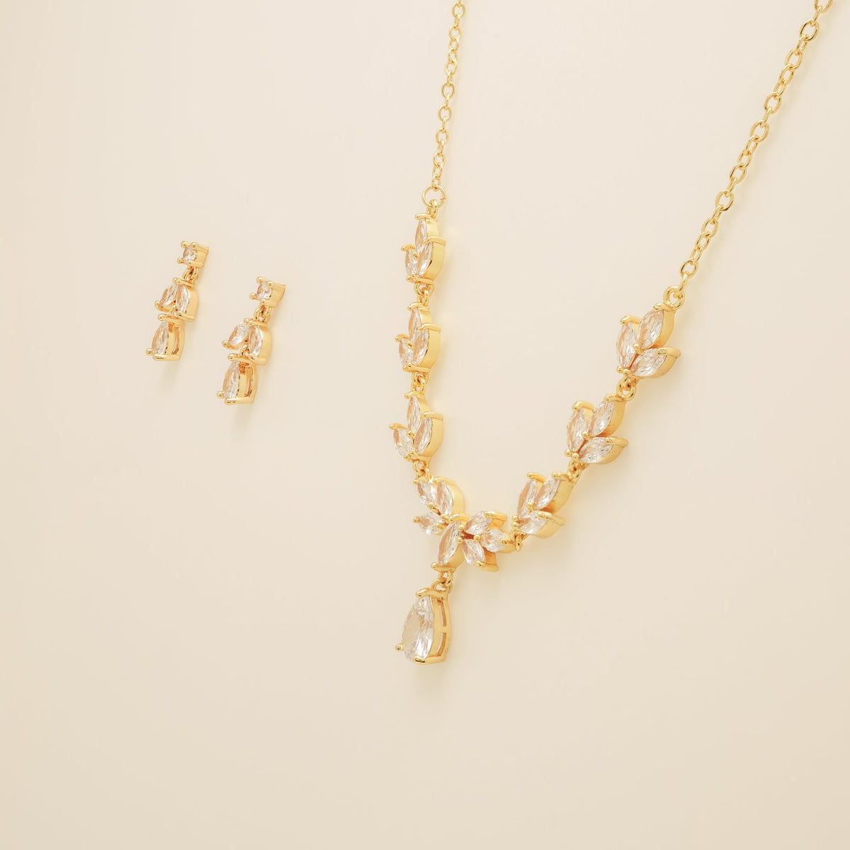 Belle Crystal Wedding Jewellery Set / Gold