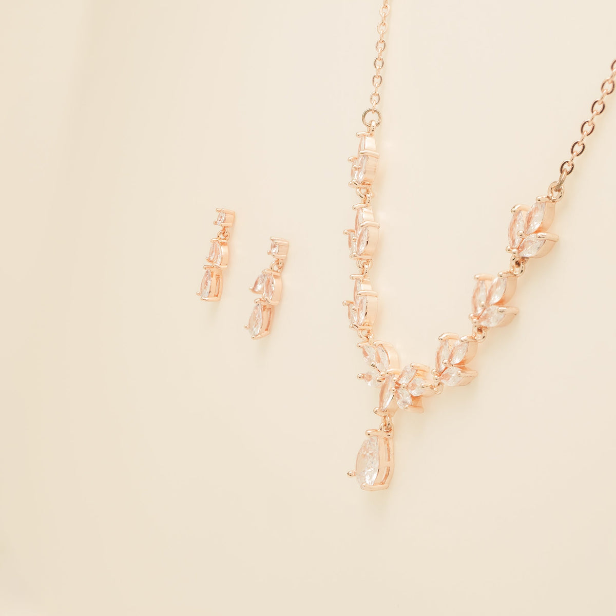 Belle Crystal Wedding Jewellery Set / Rose Gold
