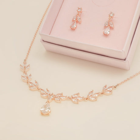 Belle Crystal Wedding Jewellery Set / Rose Gold