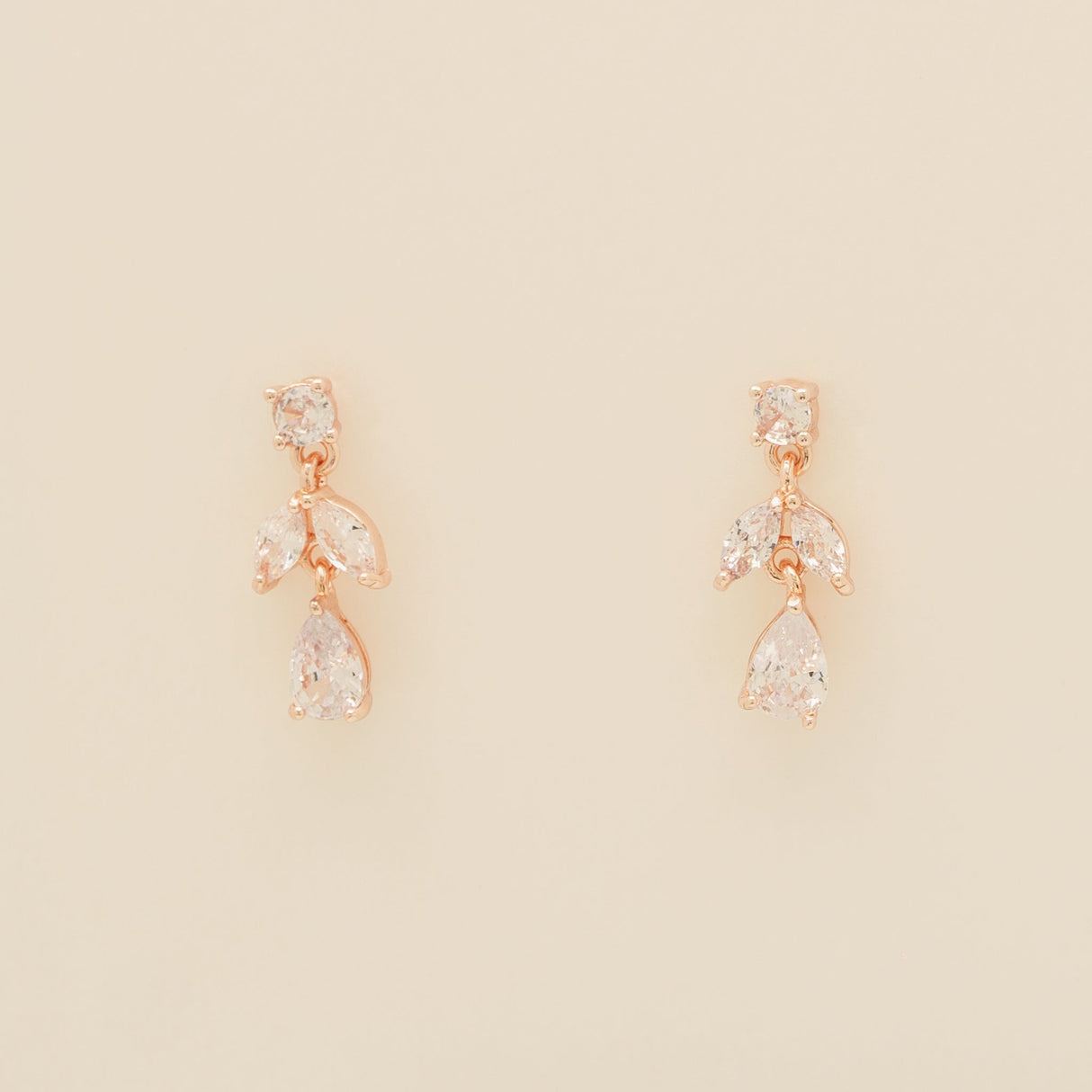 Belle Crystal Wedding Earrings / Rose Gold