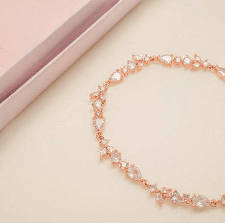 Cleo Crystal Wedding Bracelet / Rose Gold