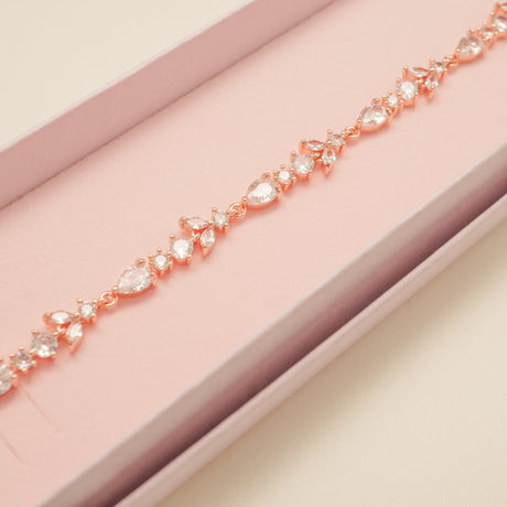 Cleo Crystal Wedding Bracelet / Rose Gold