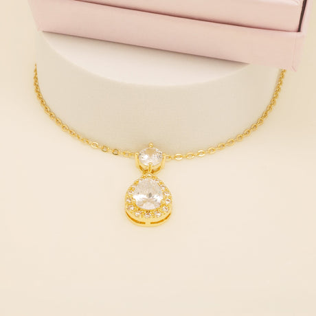 Club Classic Crystal Wedding Necklace in Gold photo 3