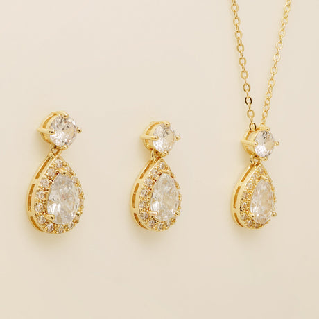 Club Classic Crystal Wedding Jewellery Set in Gold photo 6