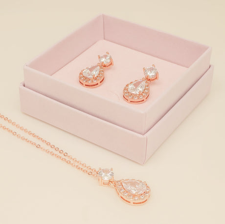 Club Classic Crystal Wedding Jewellery Set in Rose Gold photo 6