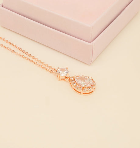 Club Classic Crystal Wedding Necklace in Rose Gold photo 2