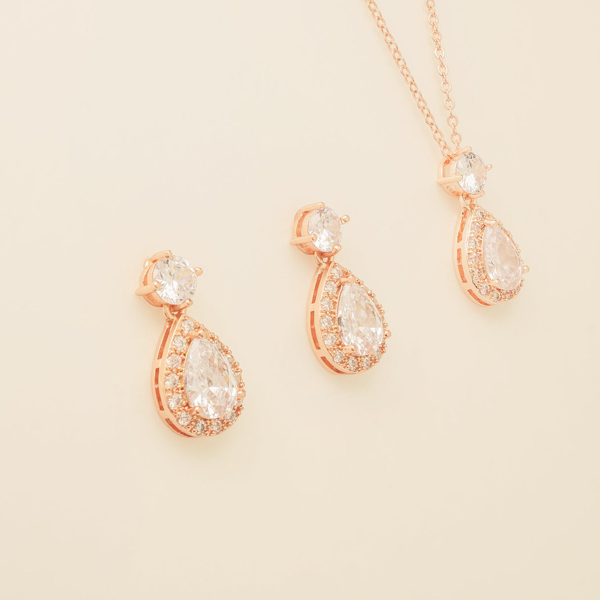 Club Classic Crystal Wedding Jewellery Set in Rose Gold photo 4