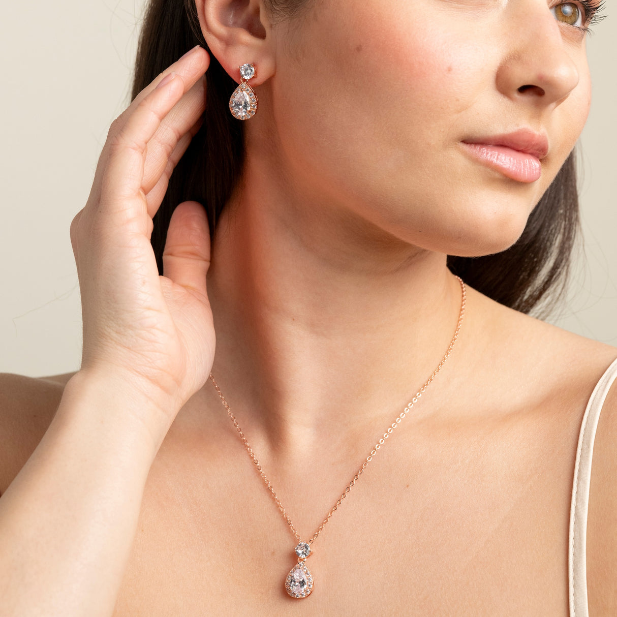 Club Classic Crystal Wedding Earrings in Rose Gold photo 5