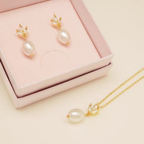 Coco Pearl and Crystal Drop Jewellery Set / Gold