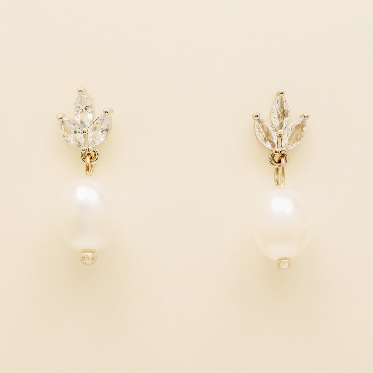 Coco Pearl and Crystal Drop Earrings / Silver